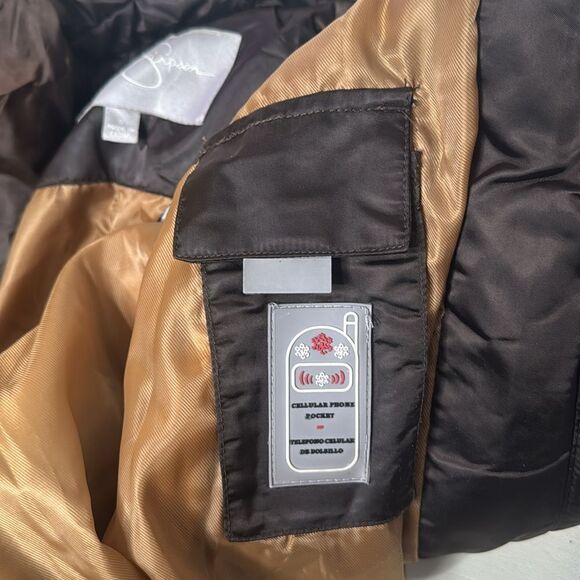 Jessica Simpson S Small Womens Down Filled Jacket Coat Brown Chocolate Parka - Picture 7 of 9